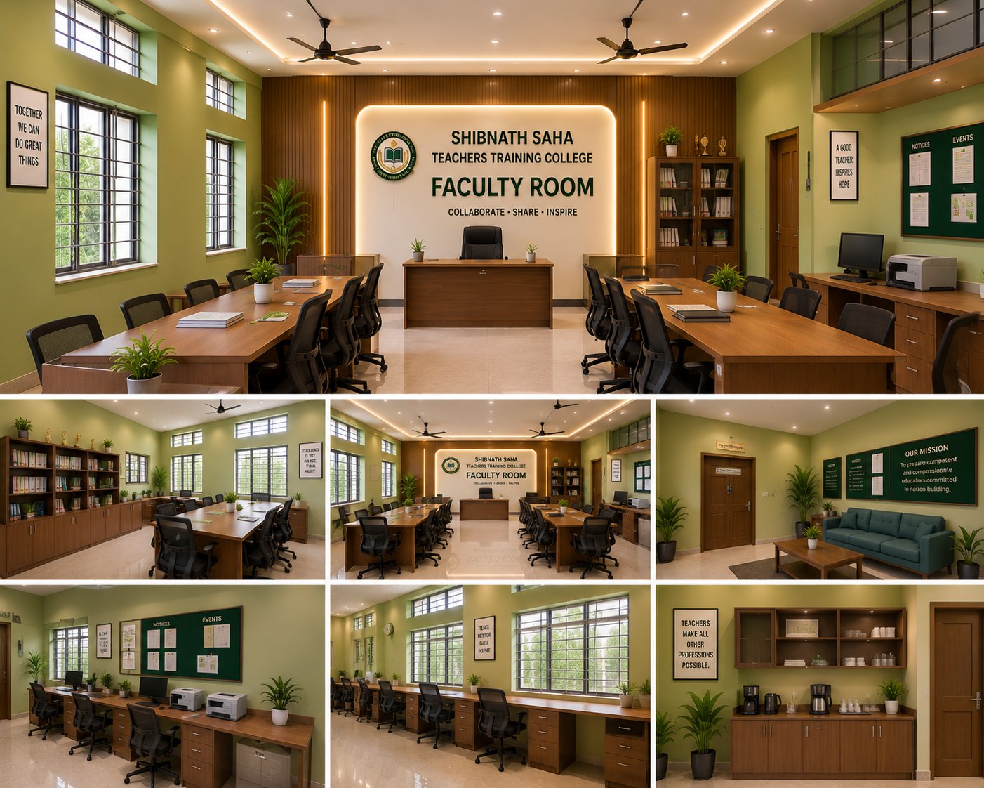 Faculty room with seating and academic work area